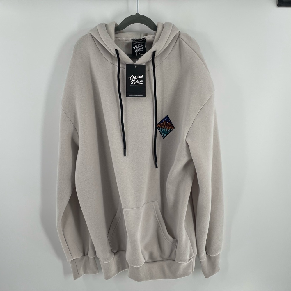 NWT Original Deluxe Supply Dove Grey Pocket Long Sleeve Hoodie Casual Relaxed